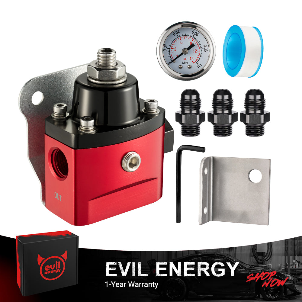 Evil Energy Carburetor Fuel Pressure Regulator - Adjustable 5-12 PSI for Small Engine Gas/E85/Alcohol Compatible (Low Pressure, No Overflow)