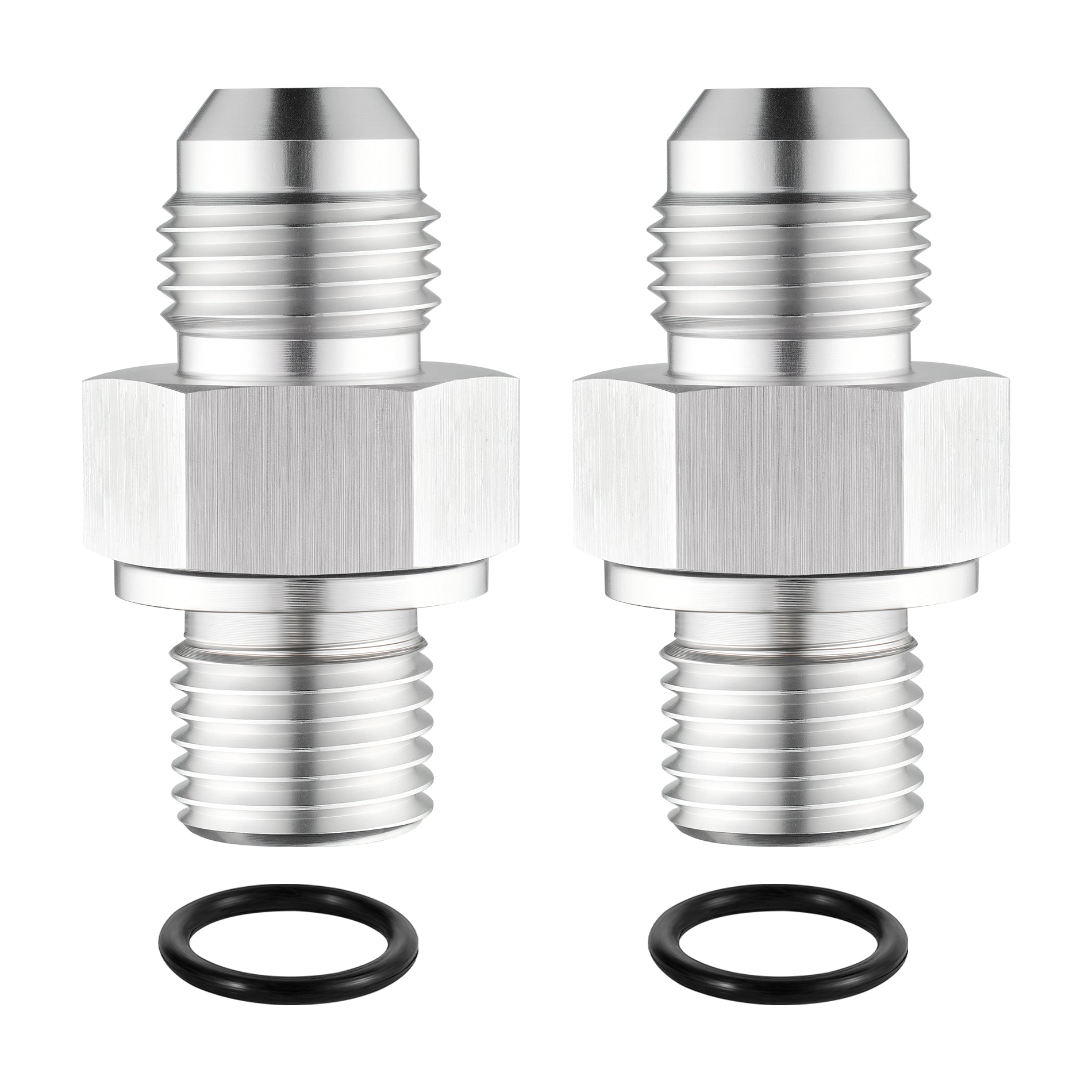 EVIL ENERGY 6AN Male Flare to 1/4 inch NPSM Transmission Cooler Line Fittings Adapters Aluminum, Fits TH350 TH400 4L60E 700R4, Silver, 2PCS