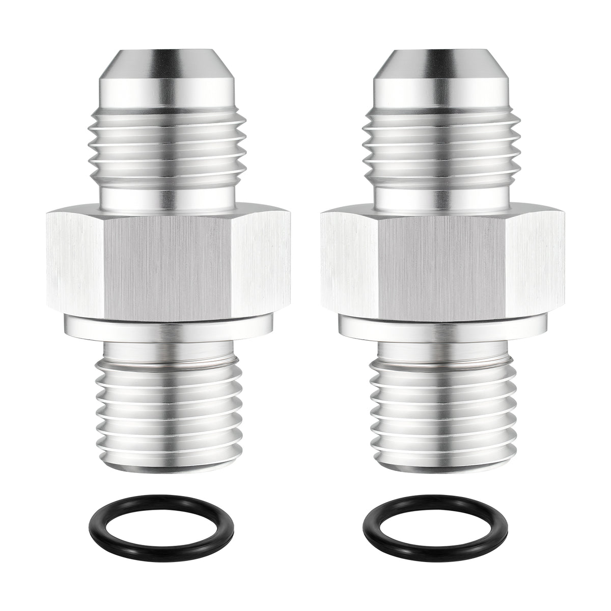 EVIL ENERGY 6AN Male Flare to 1/4 inch NPSM Transmission Cooler Line Fittings Adapters Aluminum, Fits TH350 TH400 4L60E 700R4, Silver, 2PCS