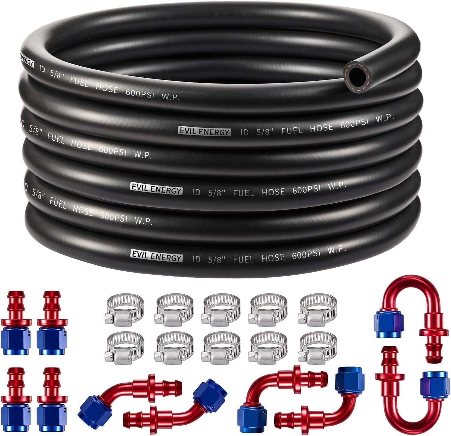 [10AN 5/8 inch,20FT,Red&Blue]