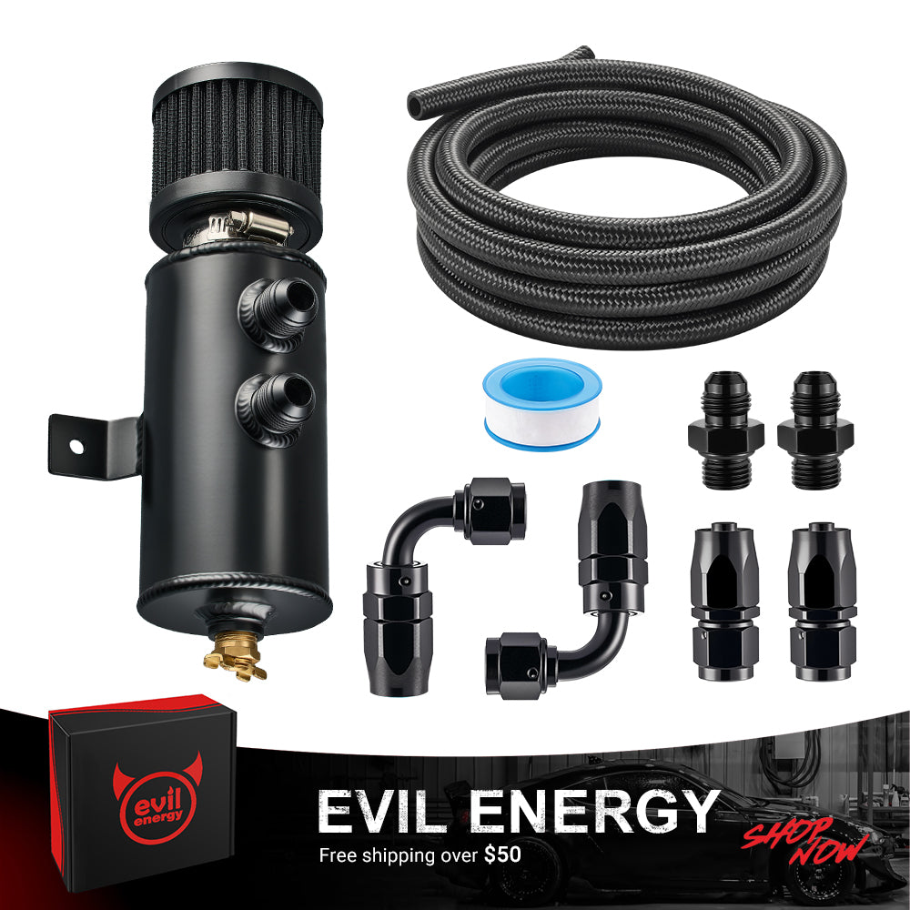 EVIL ENERGY 10AN Oil Catch Can with Breather Tank and 10FT Nylon