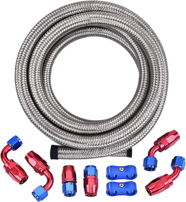 EVIL ENERGY 4/6/8/10/12AN CPE Fuel Line Kit Braided Nylon Fuel Hose 10FT Silver - EVILENERGY
