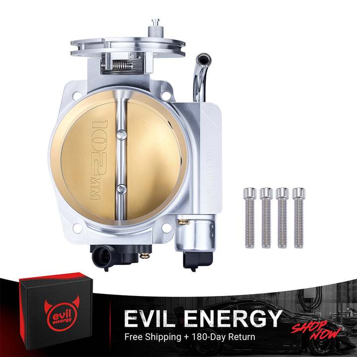 [Silver] EVIL ENERGY 102MM Mechanical Throttle Body for Chevy LS Engines - Silver Design with Mounting Bolts