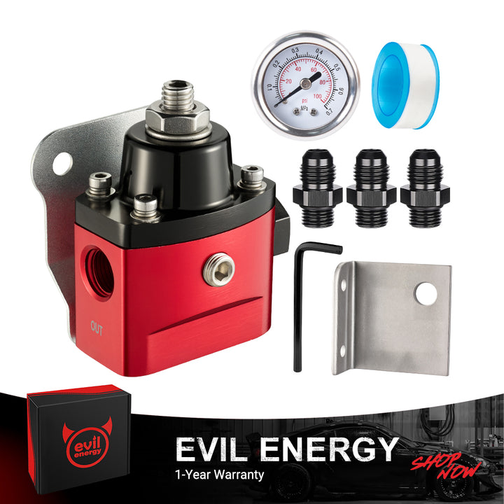 Evil Energy Carburetor Fuel System Combo - 4.5-9 PSI Adjustable Regulator w/Gauge + 10/30/40/100 Micron Filter Kit for Classic Cars & Small Engines - EVILENERGY