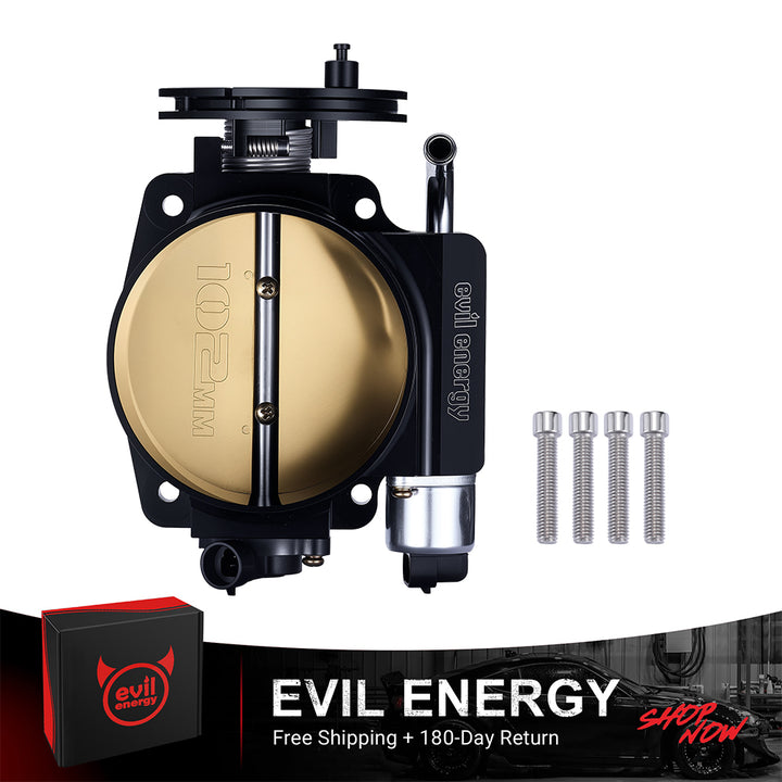 [Black] EVIL ENERGY 102MM Mechanical Throttle Body for Chevy LS Engines - Black Design with Mounting Bolts