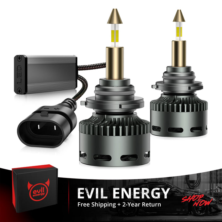 EVIL ENERGY RD09 Bullet 9005/9006 130W 360°Full Illumination LED Headlight Bulbs 900% Brighter Than Halogen and 60000Hrs Lifespan - EVILENERGY