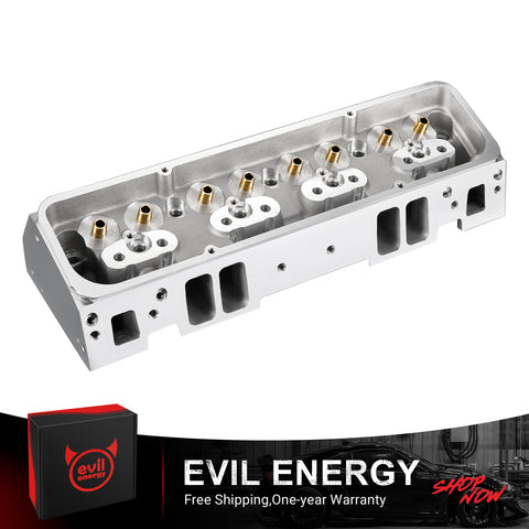 EVIL ENERGY Cast Aluminum Cylinder Head for SBC Engines (Straight Plug) – Fits 1960-1986 Chevy V8 (302/327/350/383/400), Lightweight for Handling