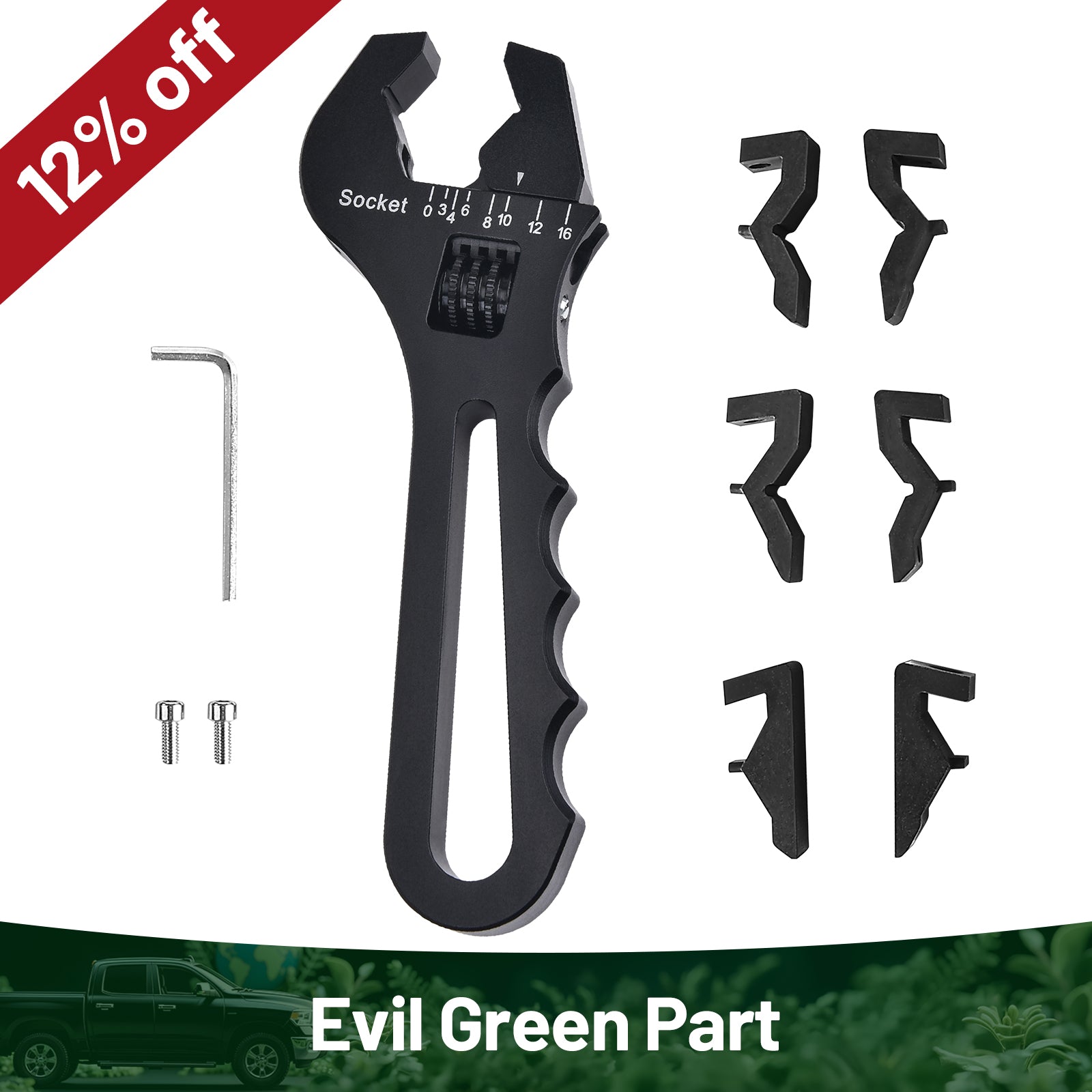 thumbnail image 2 of HARFINGTON Adjustable Wrench 7" Aluminum Alloy Plumbers 2 of 10