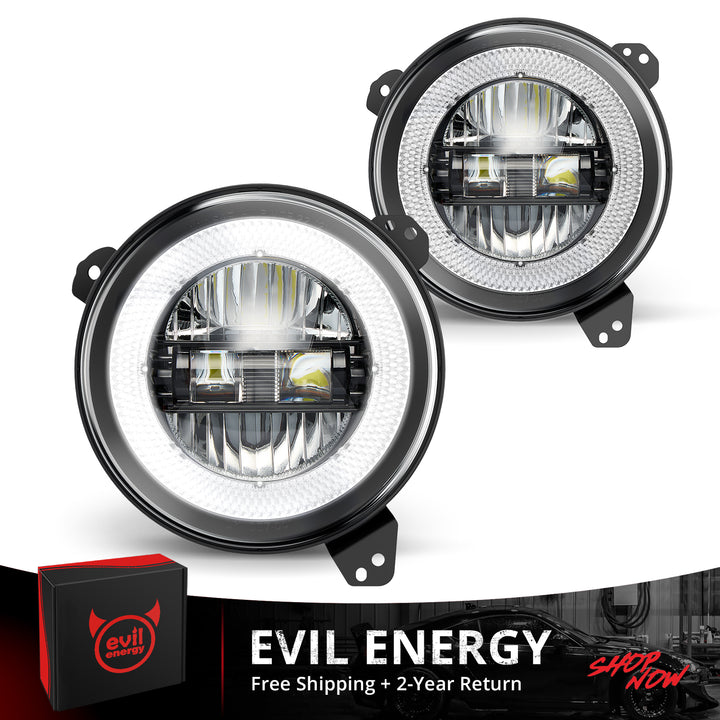 EVIL ENERGY 9 Inch Round LED Headlight Replacement for 2018-2025 Jeep Wrangler JL JLU Unlimited Gladiator JT Accessories [DOT Approved] Sealed Beam Front Head Light Lamp Bulb - EVILENERGY