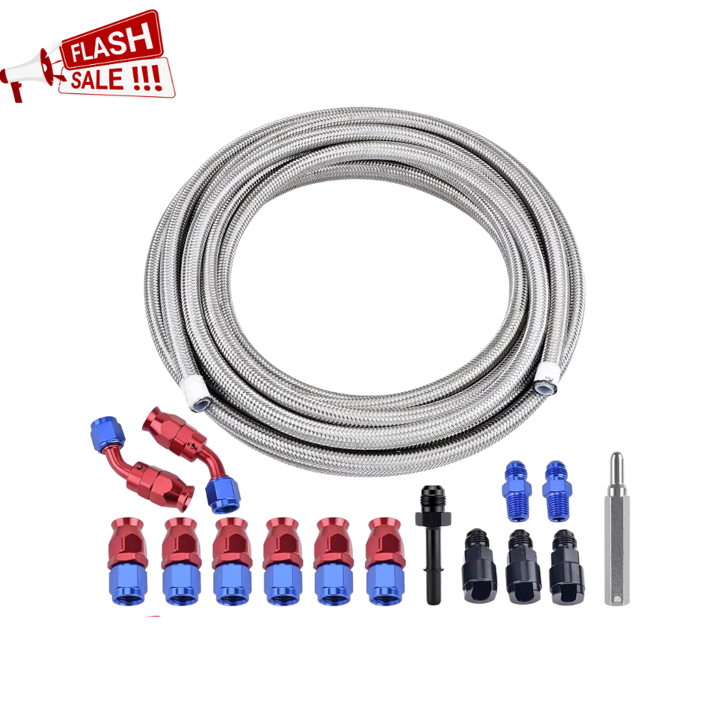 EVIL ENERGY 6AN 3/8" 25FT E85 Nylon Braided  PTFE Fuel Hose With Fittings