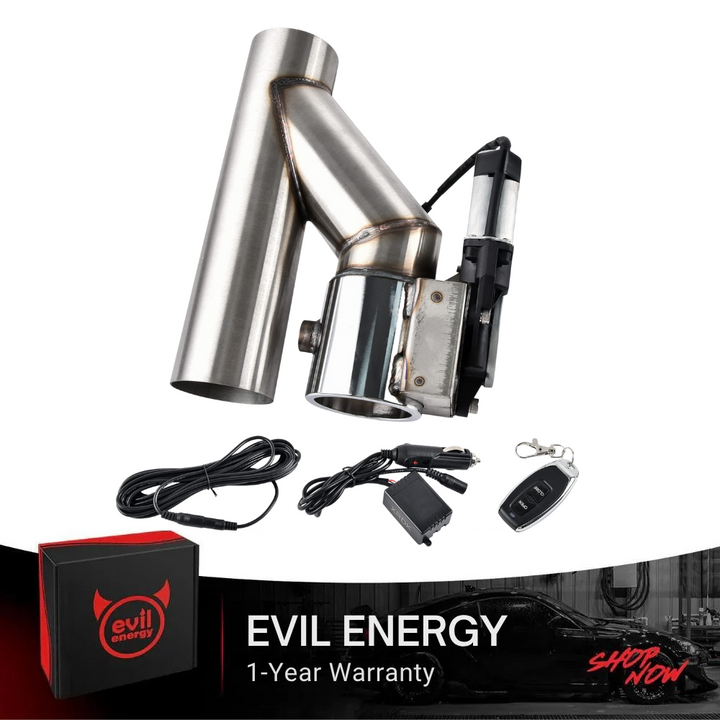 EVIL ENERGY Electric Exhaust Cutout Valve Catback Single Y Pipe with One Controller Remote Kit（2.5/3.0 Inch） - EVILENERGY