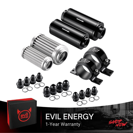 EVIL ENERGY Inline Fuel Filter with 6AN 8AN 10AN Adapter&Bracket Clamp 60,50MM Universal Kit - EVILENERGY