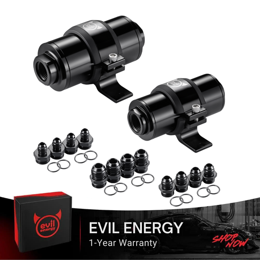EVIL ENERGY Inline Fuel Filter with 6AN 8AN 10AN Adapter&Bracket Clamp 60,50MM Universal Kit - EVILENERGY
