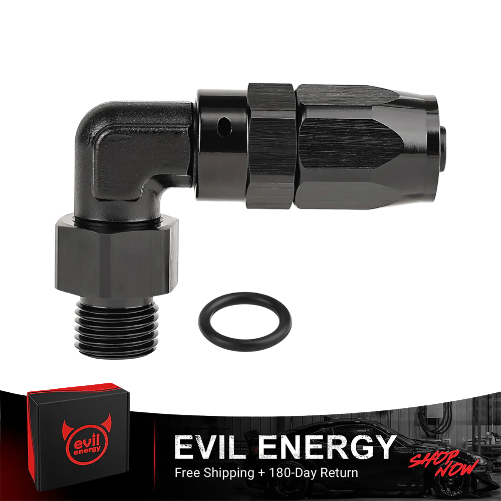 EVIL ENERGY AN Hose End to AN ORB 90 Degree Fitting Swivel for CPE Braided Hose