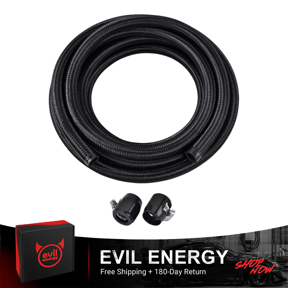 EVIL ENERGY 6AN Fuel Line Kit, with 6AN Hose Finisher Clamp, AN6 Braided Nylon Fuel Hose CPE 3FT