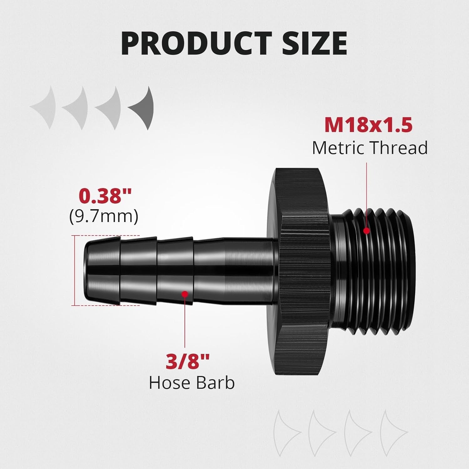 [M18x1.5 to 3/8 barb,Black]