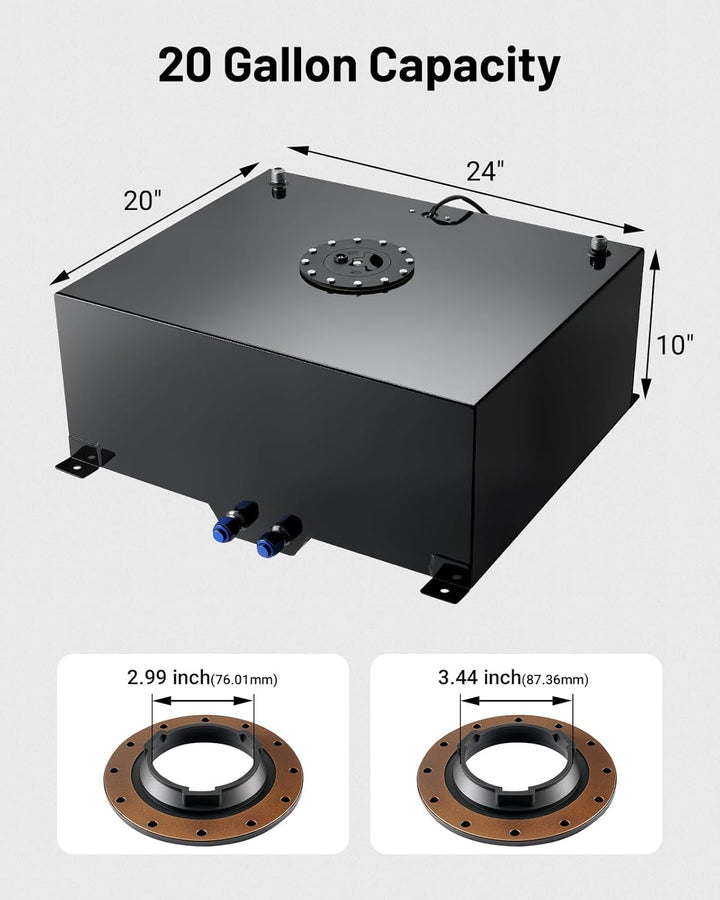EVIL ENERGY 20 Gallon Fuel Cell Gas Tank - Aluminum Fuel Cell with Capacity Shown [20 Gallon]