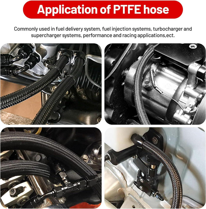 EVIL ENERGY PTFE Fuel Line Fitting Kit 4/6/8/10AN Nylon Braided Fuel Hose 10-25FT Optional - EVILENERGY