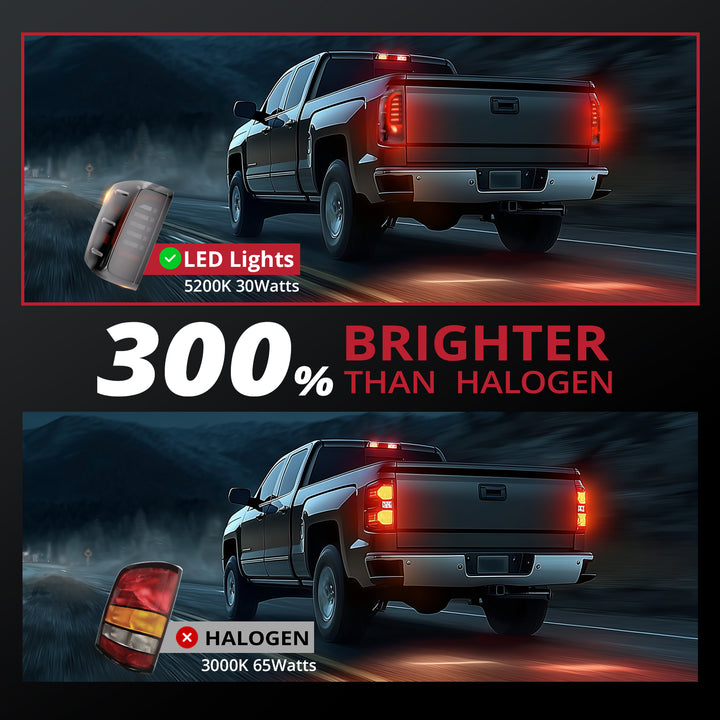 EVIL ENERGY LED Tail Lights Assembly for 2014-2019 Chevy Silverado 1500 2500 3500HD, Bright Smoked Tail Lights, IP67 Waterproof LED Tail Lights Rear Tail Lights Pair - EVILENERGY