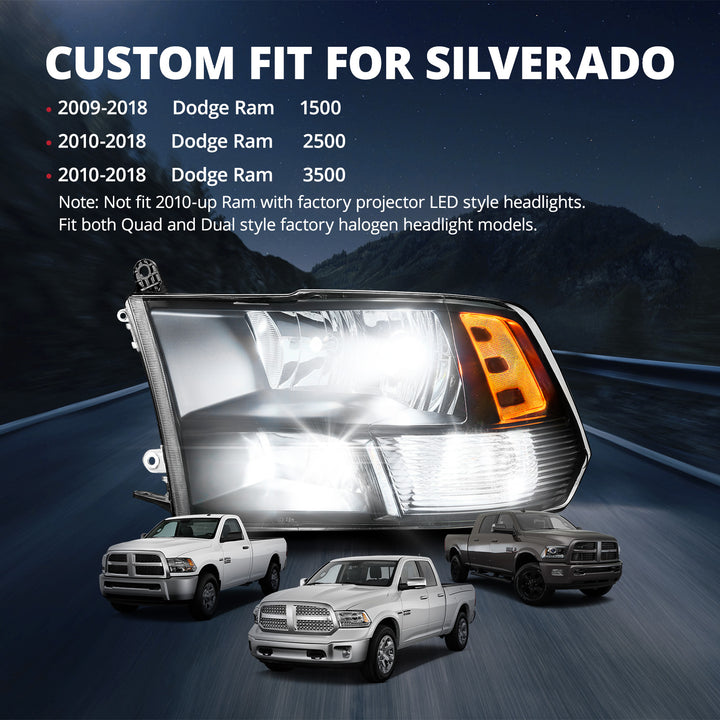 EVIL ENERGY For 2009-2018 Dodge RAM 1500 2500 3500 Headlight Assembly - EVILENERGY