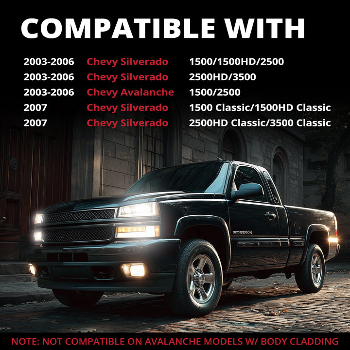 EVIL ENERGY LED Headlights Assembly DOT Approved with DRL Turn Signal High/Low Sealed Beam Side Marker Compatible with 2003-2006 Chevy Silverado Avalanche - EVILENERGY