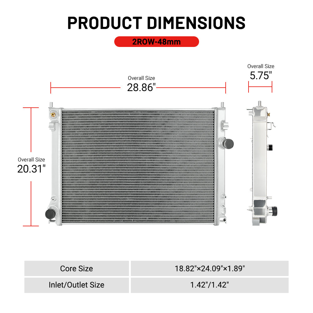 EVIL ENERGY 2ROW-48mm Aluminum Radiator Fit For Dodge Challenger 5.7L V8 2009+