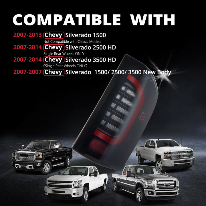 EVIL ENERGY LED Tail Lights Black Smoke For 2007-2013 Chevy Silverado 1500 2500 HD 3500 HD - EVILENERGY