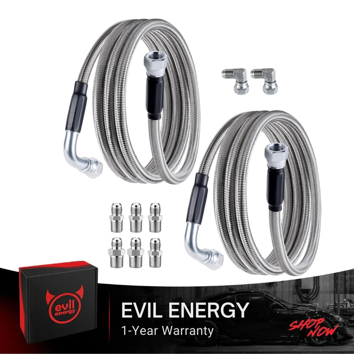 EVIL ENERGY 6AN PTFE Fuel Line Kit 52" Transmission Fluid Oil Cooler Hose Line kit for 4L60 4L60E 4L65E,AN6 Stainless Steel Braided PTFE Fuel Hose Kit for 4L80E TH350 TH400 700R4 Ford C4 C6 4.3FT - EVILENERGY