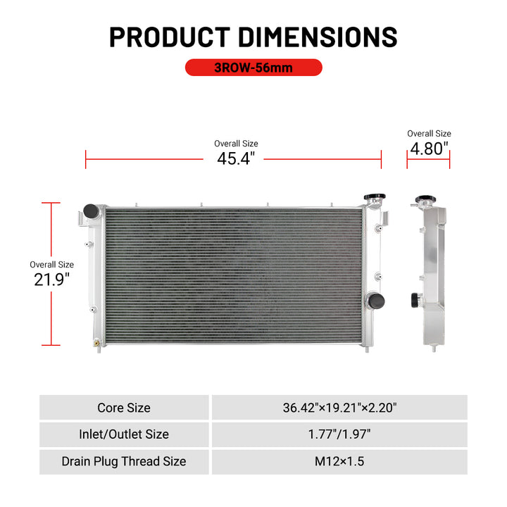EVIL ENERGY 3Row-56mm Performance Aluminum Radiator Fit for Dodge Ram 2500/3500 1994 - 2002 - EVILENERGY