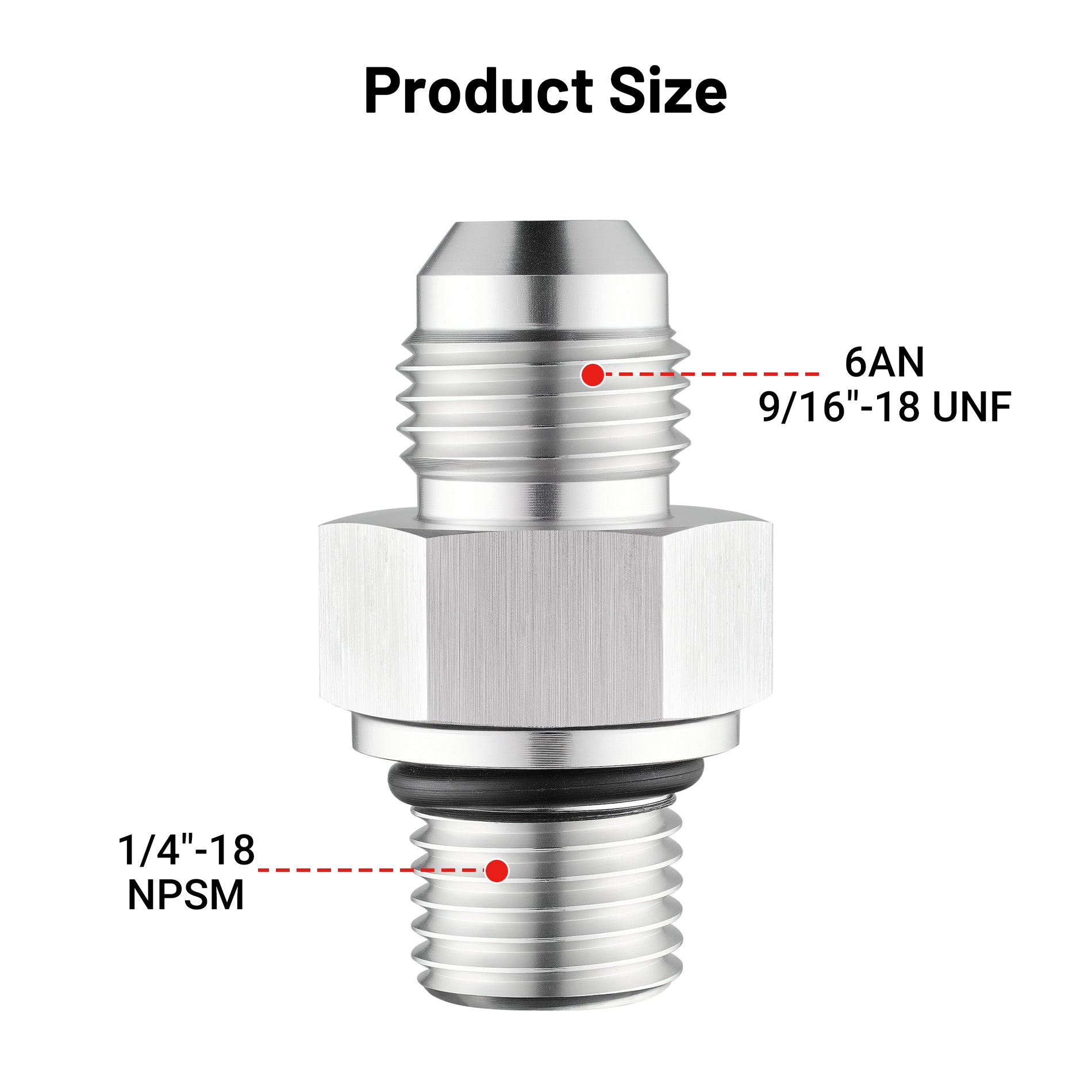 EVIL ENERGY 6AN Male Flare to 1/4 inch NPSM Transmission Cooler Line Fittings Adapters Aluminum, Fits TH350 TH400 4L60E 700R4, Silver, 2PCS