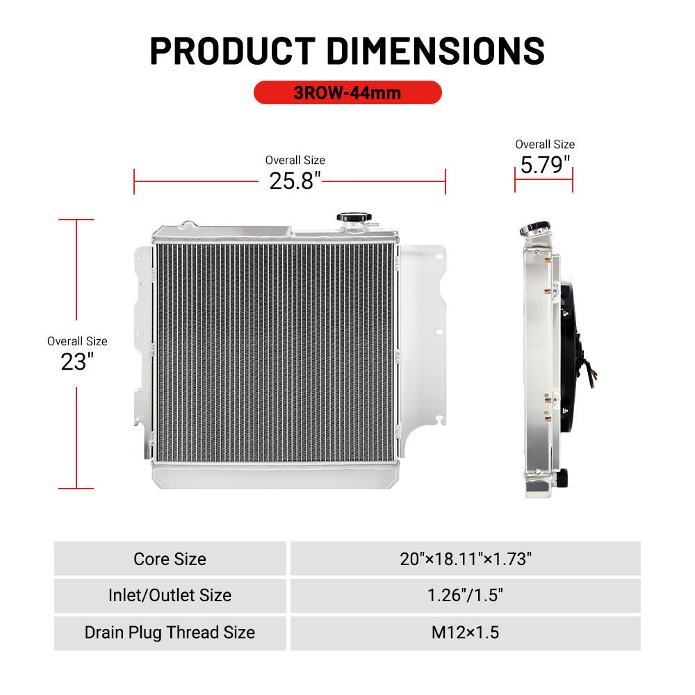 EVIL ENERGY 3-Row 44mm Radiator | High-Performance Cooling for Jeep Wrangler YJ/TJ (1987-2006)
