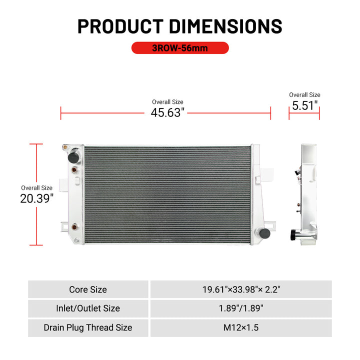 EVIL ENERGY 3-Row 56mm Radiator | High-Performance Cooling for 2001-2005 Duramax LB7/LLY Trucks - EVILENERGY