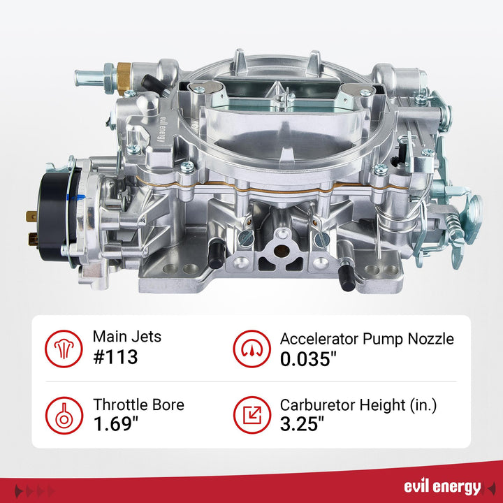 EVIL ENERGY 750 CFM Marine Carburetor Electric Choke 4-Barrel Air Valve-Controlled Secondary - EVILENERGY