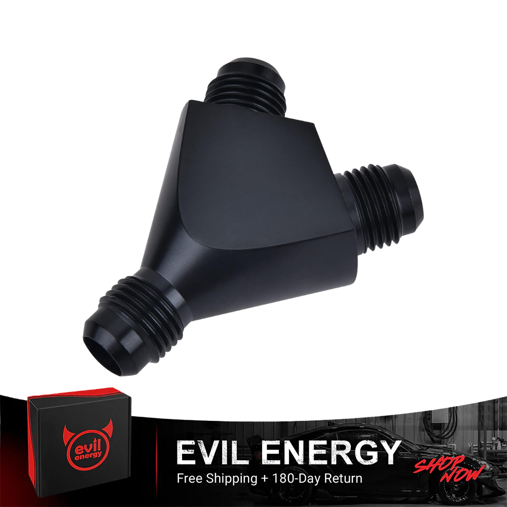 EVIL ENERGY AN to AN Y Block Flare Fitting Adapter 60 Degree Splitter 6061 T6 Aluminum Black