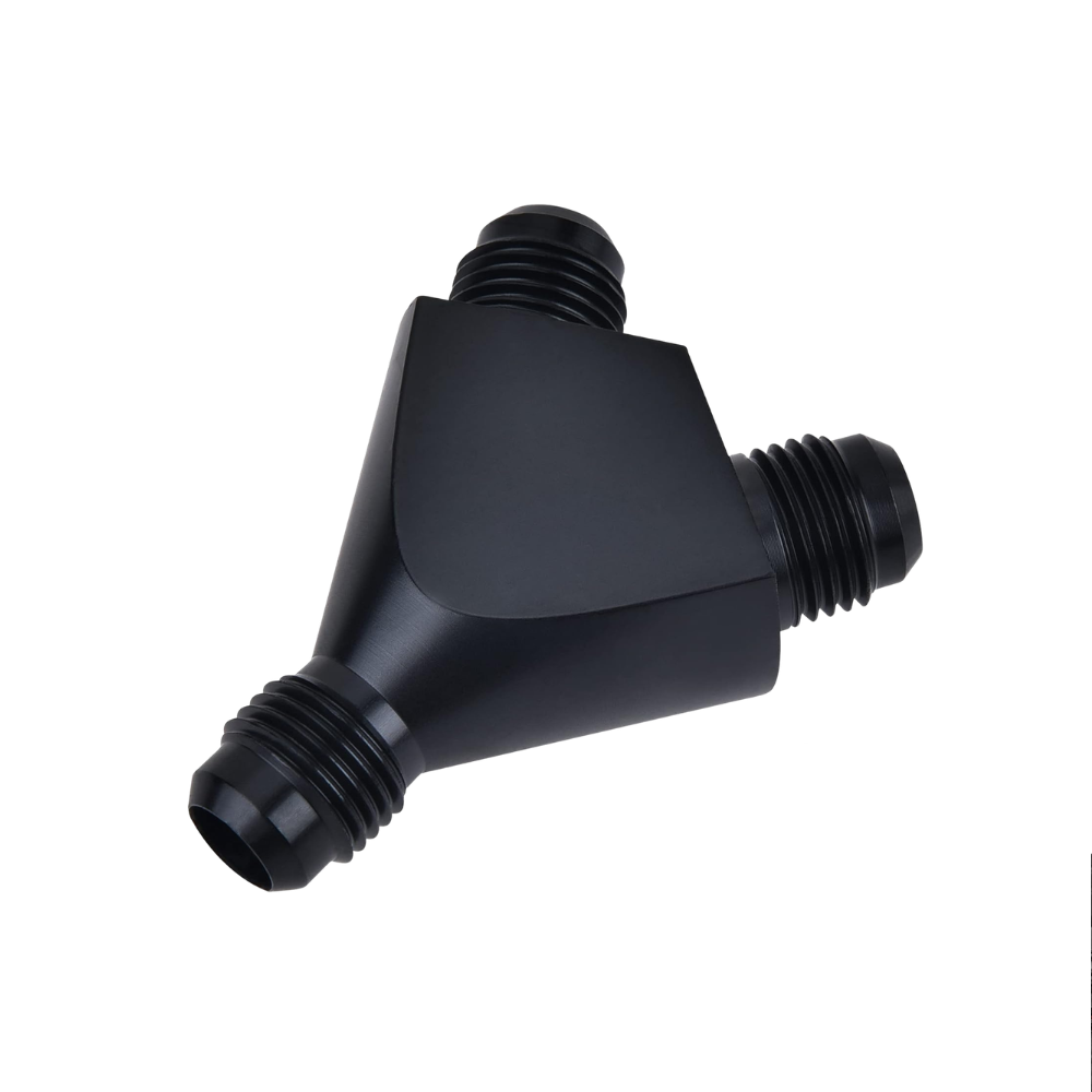 EVIL ENERGY AN to AN Y Block Flare Fitting Adapter 60 Degree Splitter 6061 T6 Aluminum Black