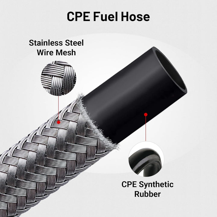 EVIL ENERGY 4/6/8/10/12AN CPE Fuel Line Kit Braided Nylon Fuel Hose 10FT Silver - EVILENERGY