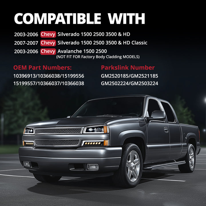 EVIL ENERGY LED Headlights Assembly DOT Approved with DRL Turn Signal High/Low Sealed Beam Side Marker Compatible with 2003-2006 Chevy Silverado Avalanche - EVILENERGY