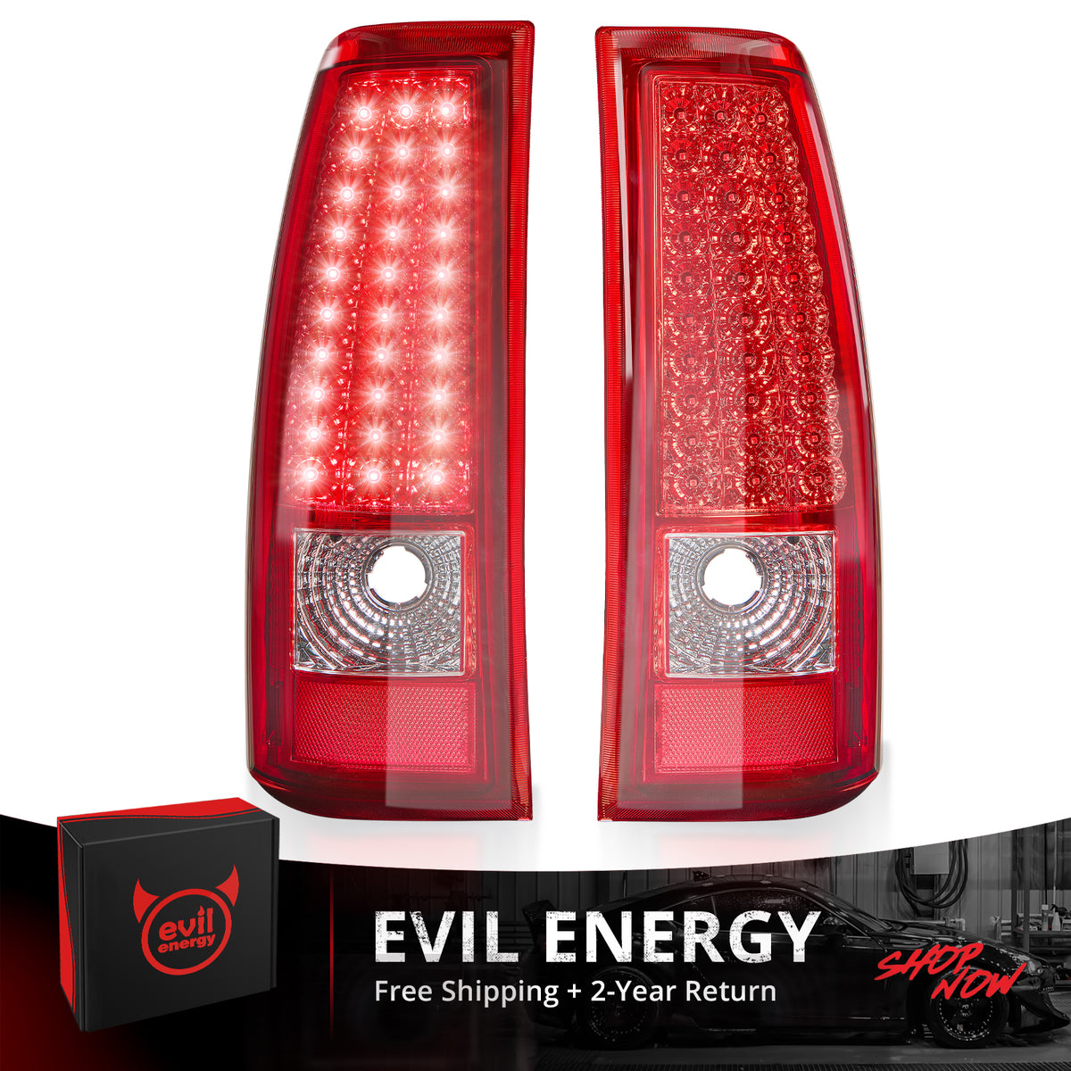 EVIL ENERGY Fit For 1999-2002 Silverado Tail Lights, 1999-2007 GMC Sierra Classic Truck Tail Light Assembly - Red 1 Pair