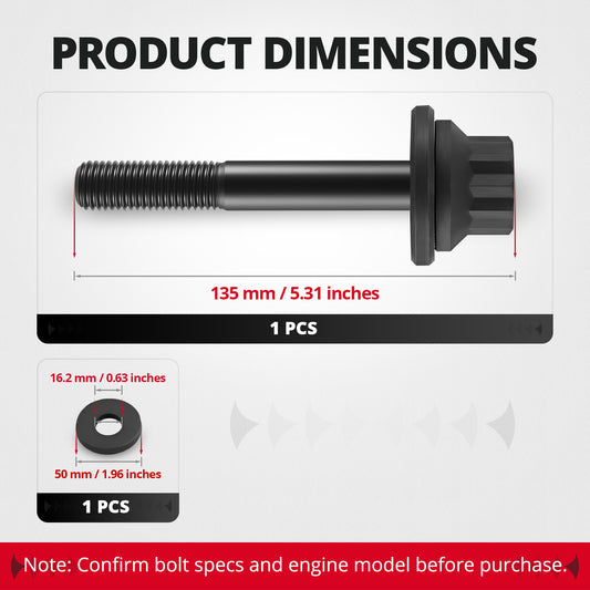 EVIL ENERGY Harmonic Balancer Bolt Kit Product Dimensions - 135mm Bolt & Washer Specs