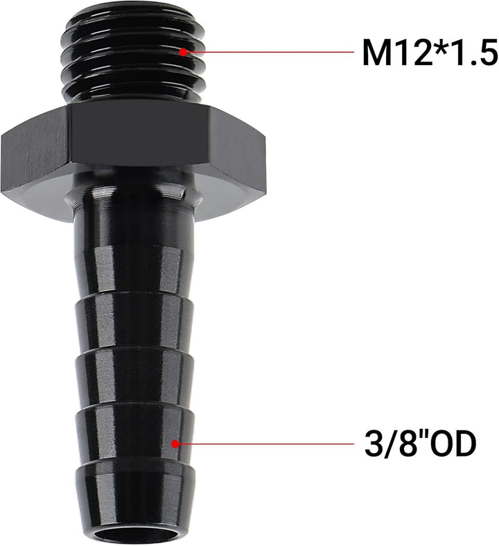 [M12x1.5 to 3/8 barb,Black]