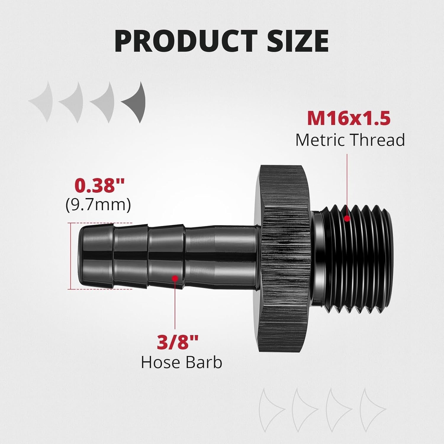[M16x1.5 to 3/8 barb,Black]
