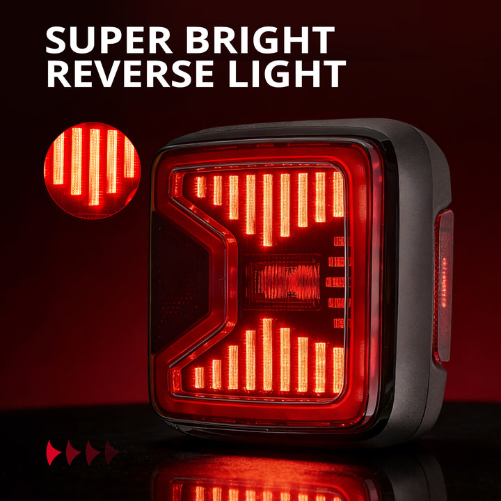 EVIL ENERGY Fit For 2018-2025 Jeep Wrangler JL LED Tail Lights, with Reverse Light Turn Signal Lamp Running Lights Side Marker Light, 2 PCS - EVILENERGY