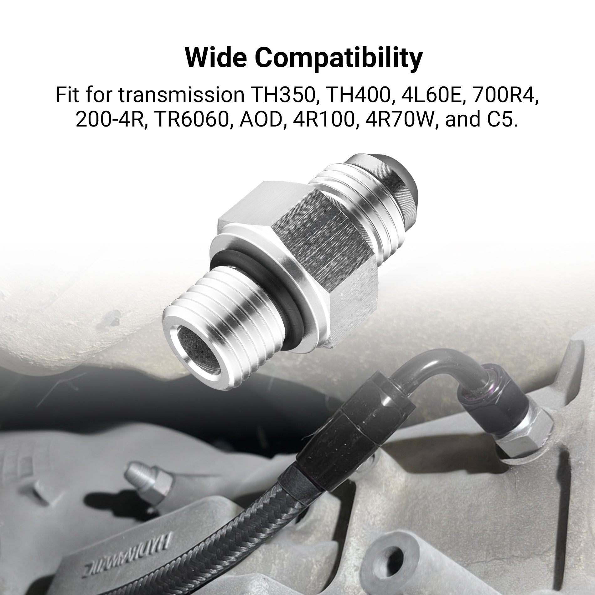 EVIL ENERGY 6AN Male Flare to 1/4 inch NPSM Transmission Cooler Line Fittings Adapters Aluminum, Fits TH350 TH400 4L60E 700R4, Silver, 2PCS