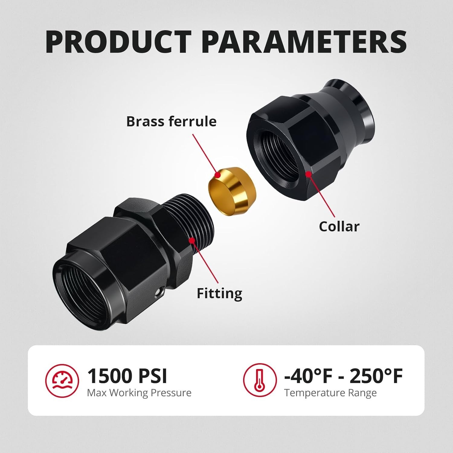 EVIL ENERGY AN Female Flare to Compression Hardline Fitting Aluminum Black - EVILENERGY