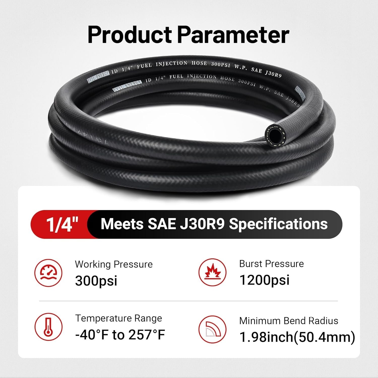 EVIL ENERGY Fuel Injection Hose Fuel Hose Line SAE 30R9 300PSI （3/8 1/4 5/16 inch）