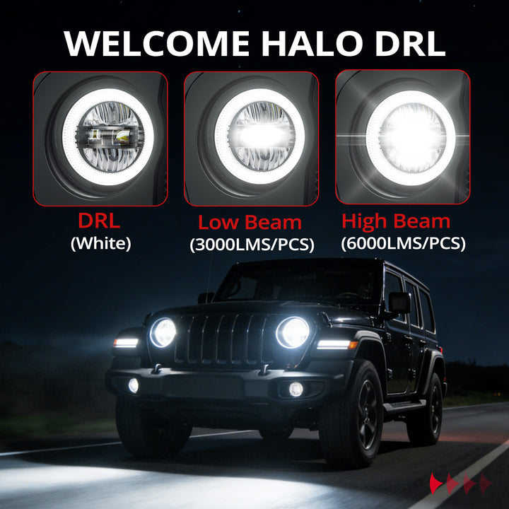 EVIL ENERGY 9 Inch Round LED Headlight Replacement for 2018-2025 Jeep Wrangler JL JLU Unlimited Gladiator JT Accessories [DOT Approved] Sealed Beam Front Head Light Lamp Bulb - EVILENERGY