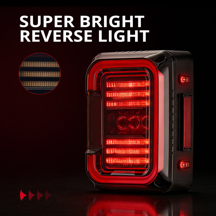 EVIL ENERGY Fit For 2007-2018 Jeep JK JKU LED Tail Lights, Unique C Shaped Design Smoked Lens, 20W Reverse Lights, Built-in EMC, DOT Compliant,2 PCS - EVILENERGY