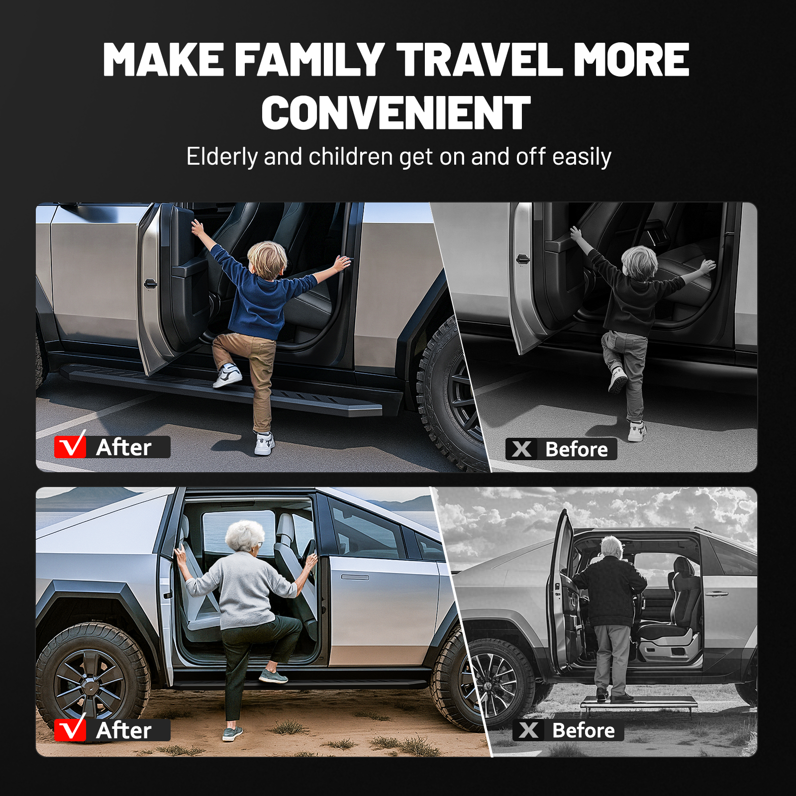 EVIL ENERGY Tesla cybertruck 2019-2025 Running Board Step 2PCS Vent Series