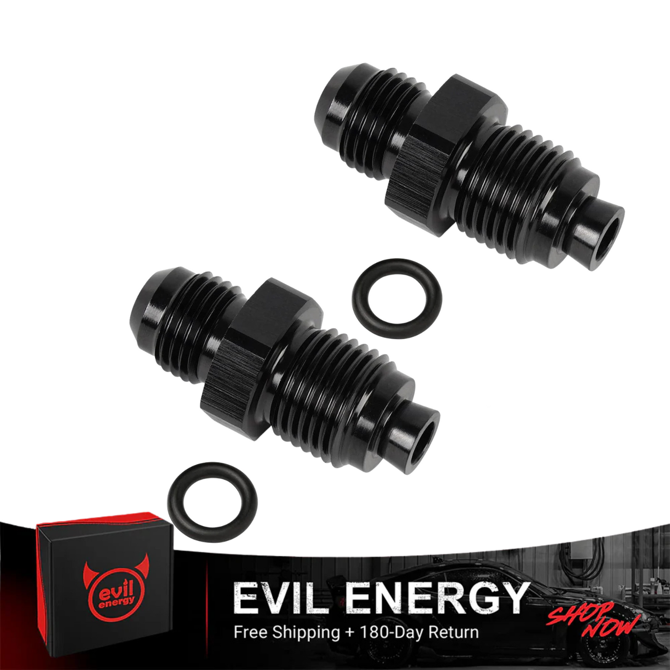 6AN Adapter Fitting Set For GM TBI Fuel Sending Units (Metric O-Ring) Black Anodized Aluminum