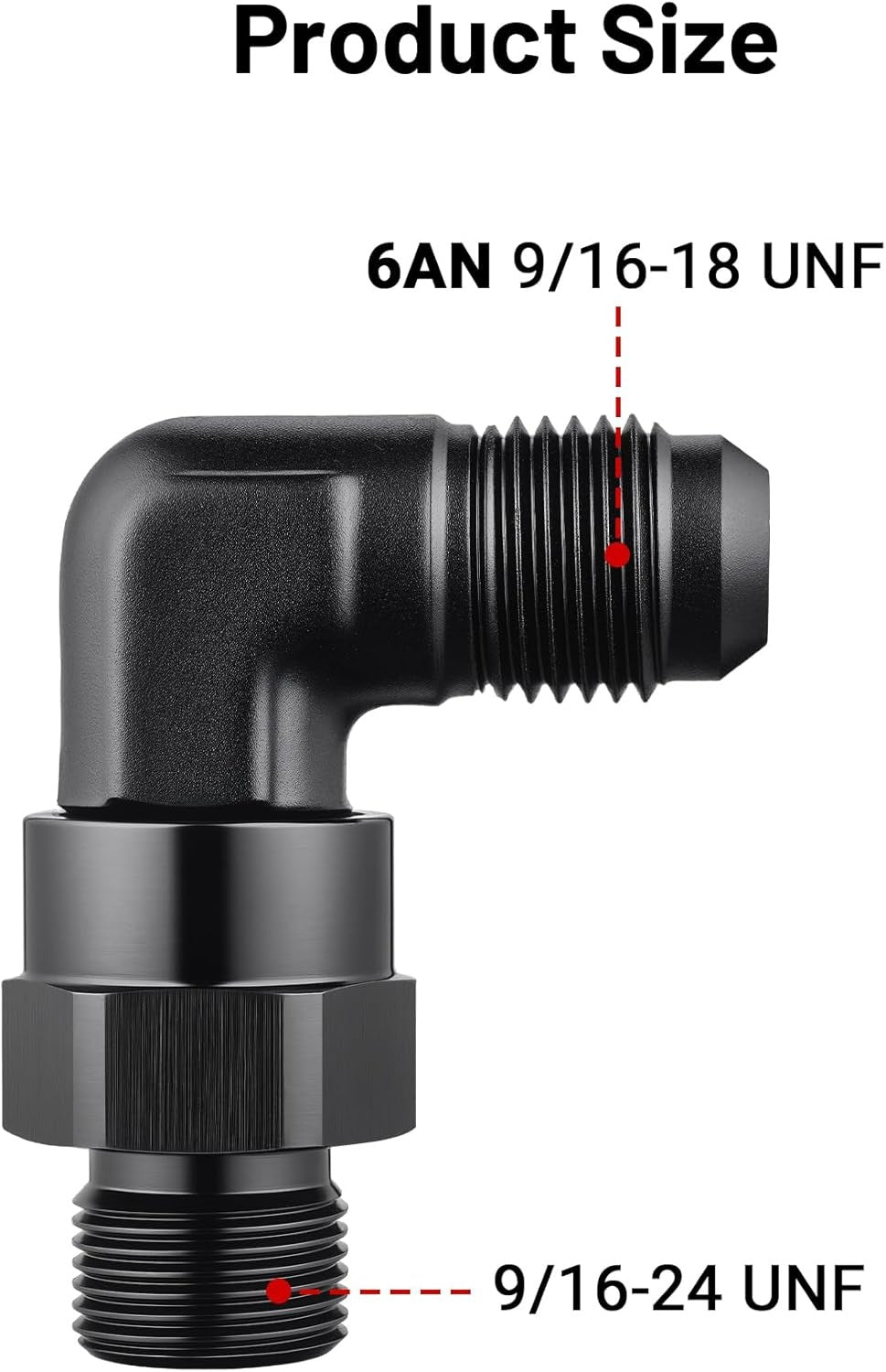 EVIL ENERGY 6/8/10/12/16AN Flare to AN ORB Male Swivel Adapter Fitting 90 Degree Black - EVILENERGY